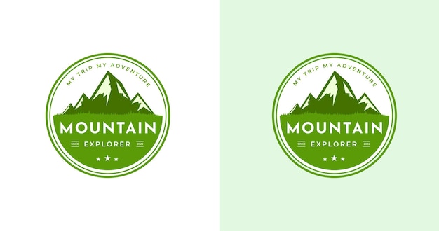 Mountain adventure emblem badge. hiking camping outdoor logo design template