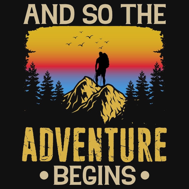 Mountain adventure hiking tshirt design