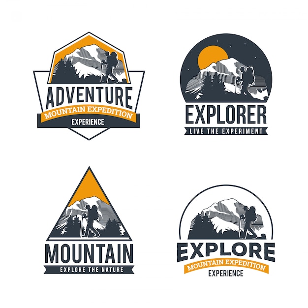 Вектор Коллекция логотипов горных приключений