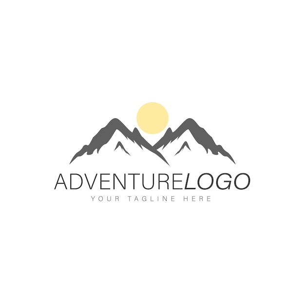 Simbolo grafico dell'icona dell'illustrazione del logo dell'avventura in montagna