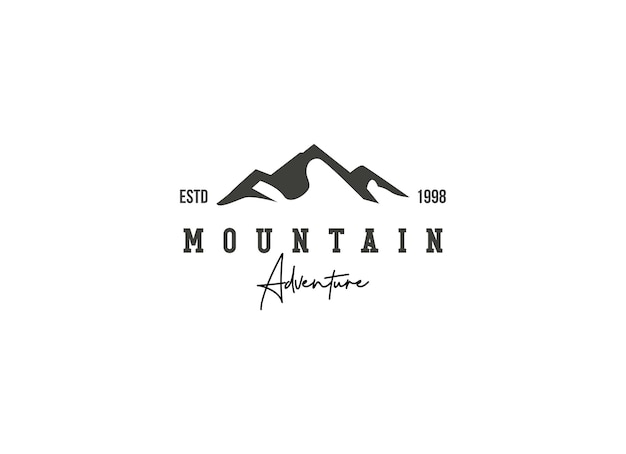 Modello di progettazione del logo di avventura in montagna.