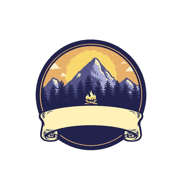 Mountain Adventure Logo Design Vector (Vector voor het ontwerpen van logo's in de bergen)