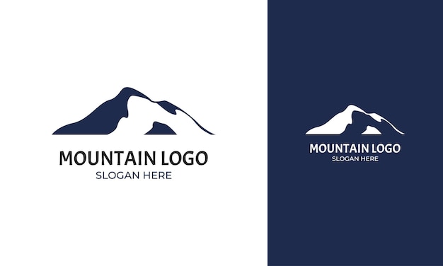 自然とピークのコンセプトを持つ山の冒険のロゴのデザイン
