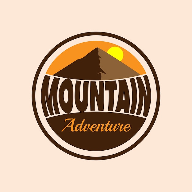 Mountain adventure logo design with sun