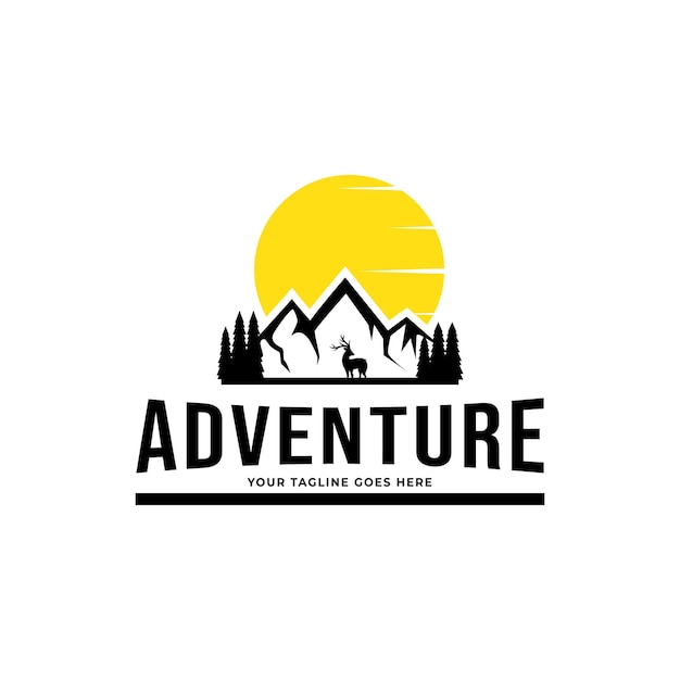 山の冒険のロゴ アイコン ベクトル テンプレート