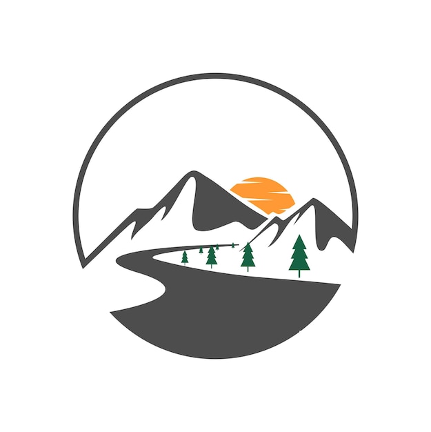 Set logo avventura in montagna, campeggio, arrampicata, escursionismo e badge avventura