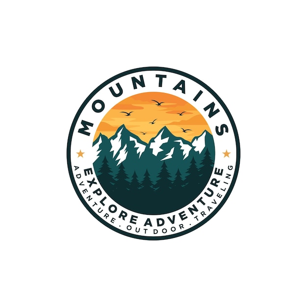 Vector mountain adventure logo template