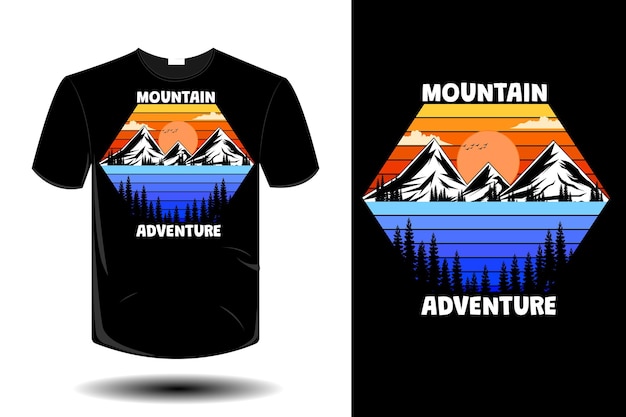 Mountain adventure mockup retro vintage design