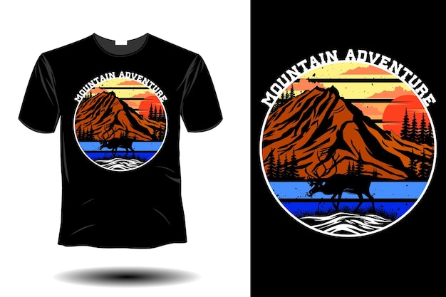 Mountain adventure mockup retro vintage design