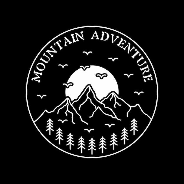 Vector mountain adventure monoline illustration