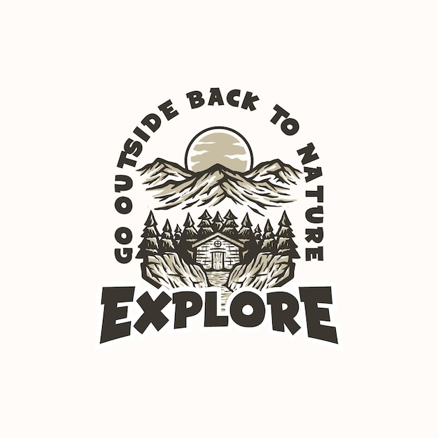 Mountain adventure and outdoor vintage logo template. badge or emblem style.