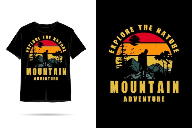 Vettore design della maglietta silhouette avventura in montagna