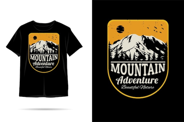 Vector mountain adventure silhouette tshirt design