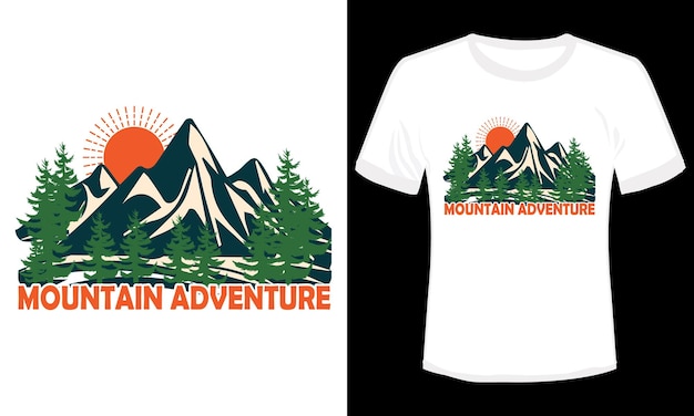 Mountain Adventure Sunset T-shirt Design Vector Illustration