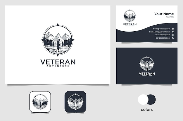 Горное приключение с дизайном логотипа ветеранов и визитной карточкой