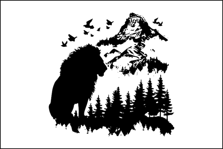 Vector mountain animals vector art