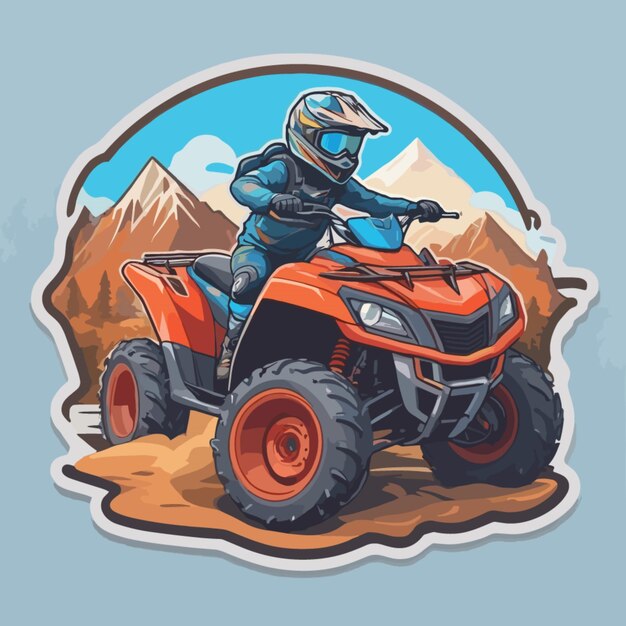 Vettore vettore di cartoni animati di veicoli atv di montagna