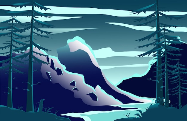 Mountain background with beautiful blue gradient