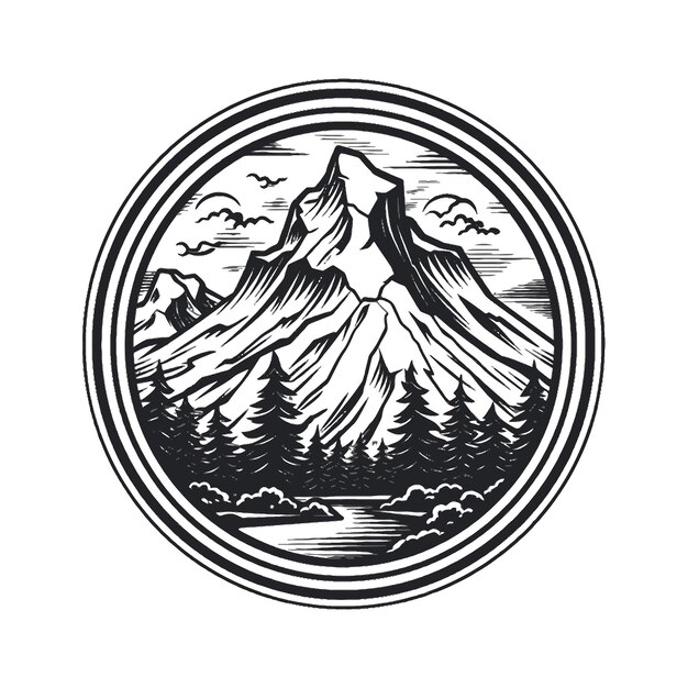 Vector mountain badge logo