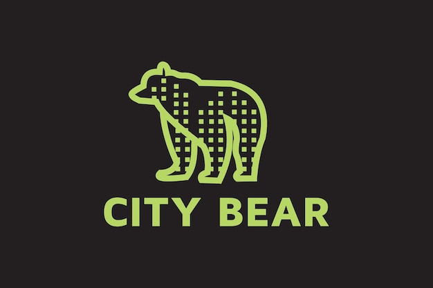 mountain bear nature habitat city town sketch polar snow gift waterfall logo design vector animal