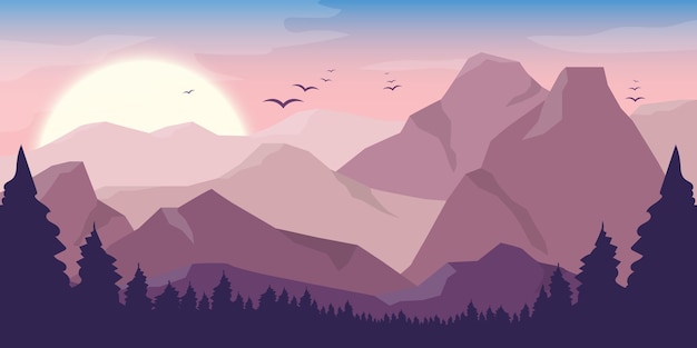 Vector mountain beautiful landscape