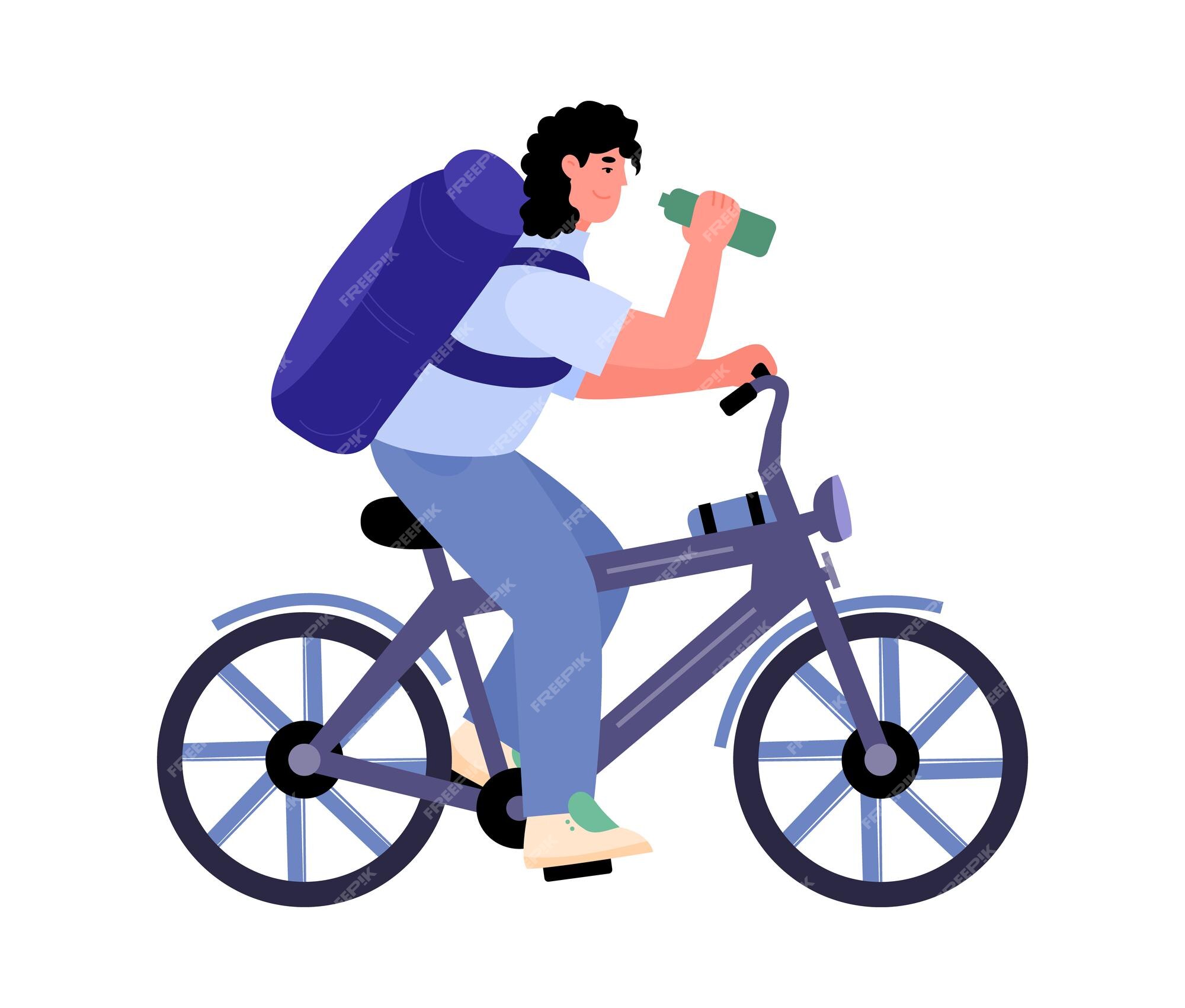 Premium Vector | Mountain bicycle rider on bike trip flat cartoon vector illustration isolated Premium Vector | Mountain bicycle rider on bike trip flat cartoon vector illustration isolated
