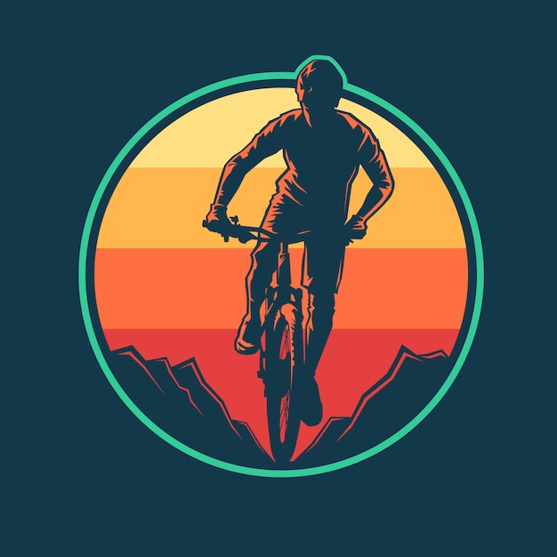 Vector mountain bike badge flat design