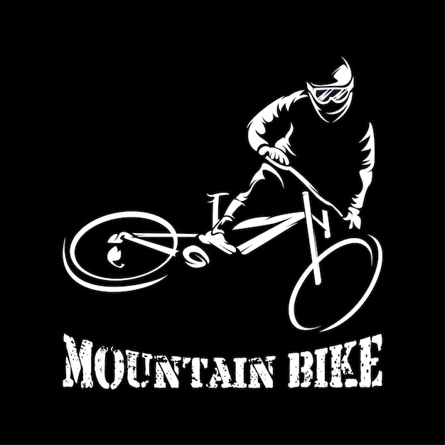 Mountain Bike Black and White Silhouette Logo