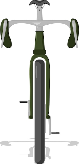 Горный велосипед, вид спереди. Векторная плоская карикатура. Объекты, изолированные на белом фоне.