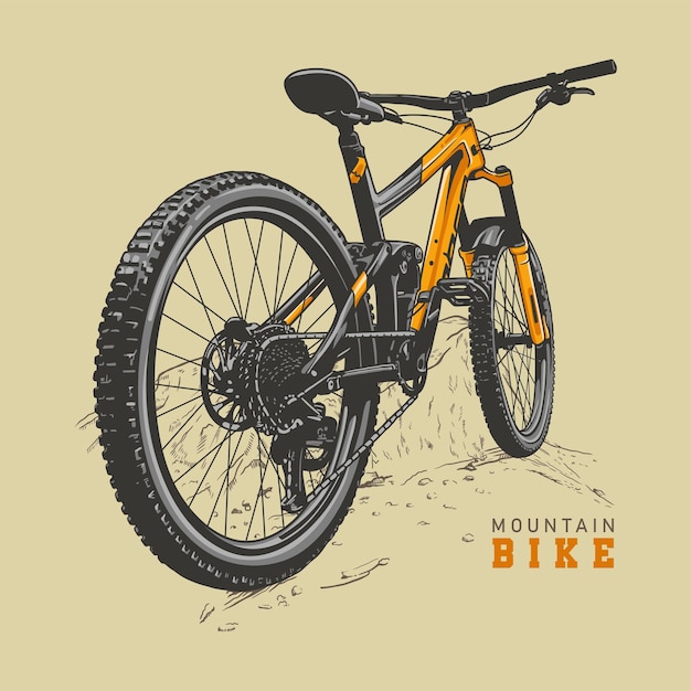 Mountain bike hand drawn vector clip art