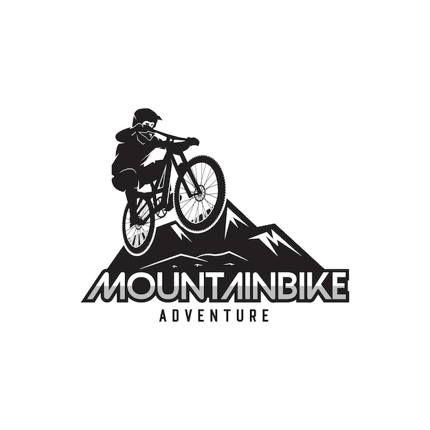 Illustrazione di vettore di progettazione di logo di mountain bike