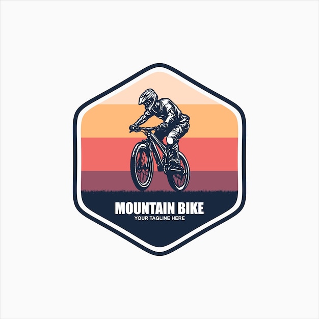 Логотип горного велосипеда эмблема векторное изображение