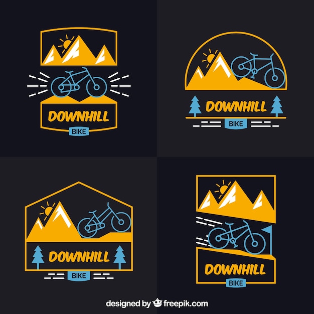 Vector mountain bike logos with flat design