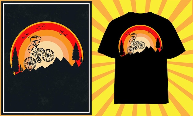 Mountain bike retro vintage bike t-shirt design premium vector