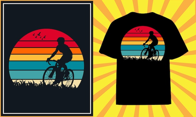산악 자전거 복고풍 빈티지 자전거 티셔츠 디자인 프리미엄 벡터