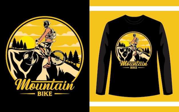 Mountain Bike Riding Vector TShirt Design Template