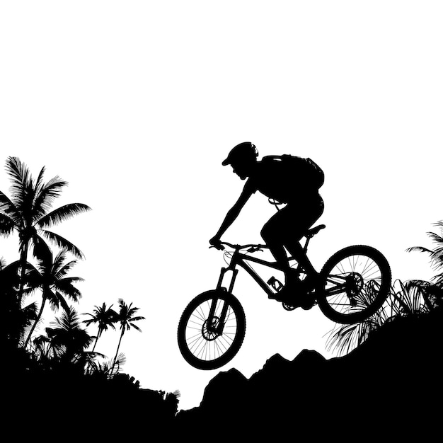 Vettore illustrazione vettoriale della silhouette della bicicletta da montagna