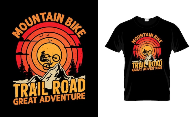 Vettore mountain bike trail road grande avventura tshirt design