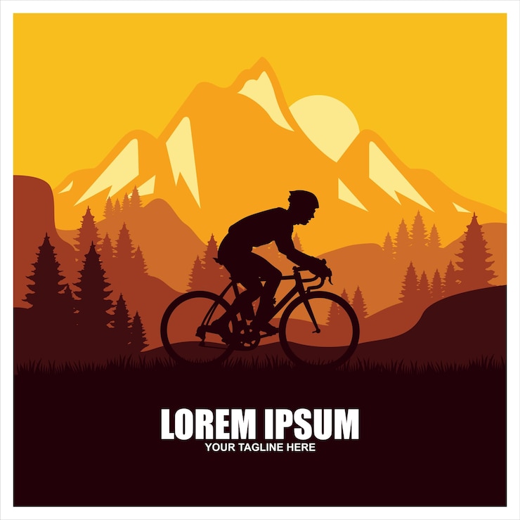Vector mountain bike vintage logo sjabloon versnelling en fietser illustratie