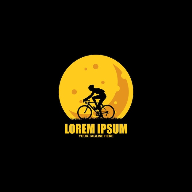 Mountain bike vintage logo sjabloon versnelling en fietser illustratie