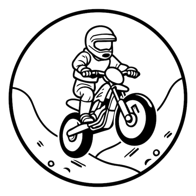 Mountain biker on a motorcycle in the mountains vector illustration