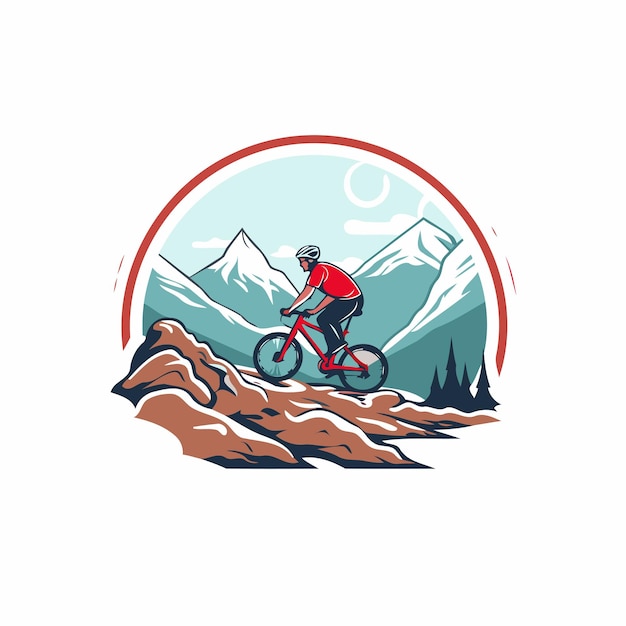 Горный велосипедист в горах Векторная иллюстрация для вашего дизайна