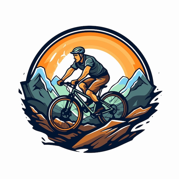 Mountain biker on the road Vector illustration for your design
