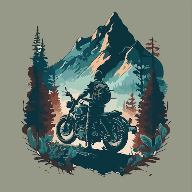 벡터 mountain biker tshirt 디자인 빈티지 스타일