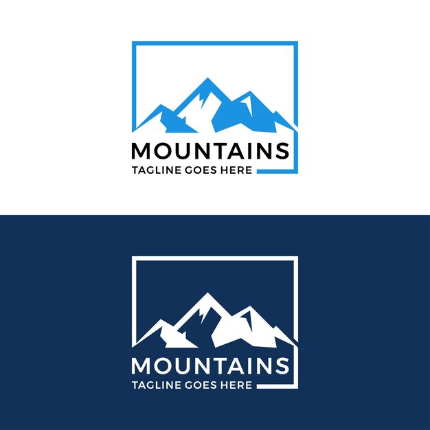 Illustrazione vettoriale del design del logo blu della montagna