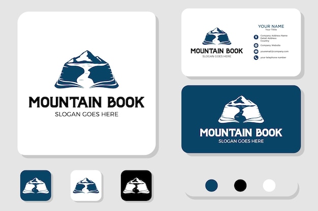 Mountain book logo design and business card