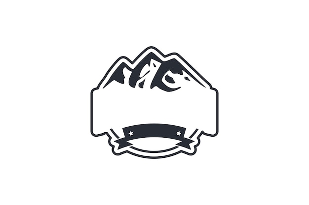 Mountain Camp Emblem Black White Minimalistic Logo