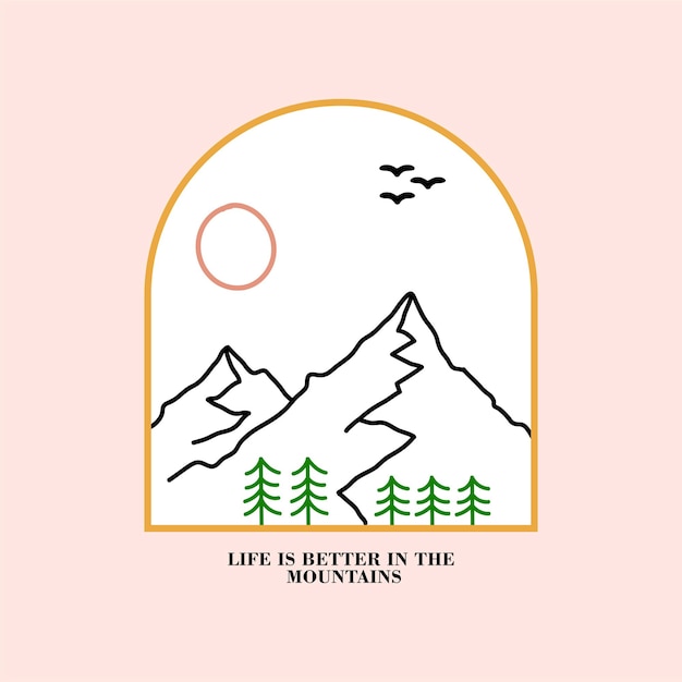 Vector mountain and camp illustration outdoor adventure vector graphic for t shirt and other uses