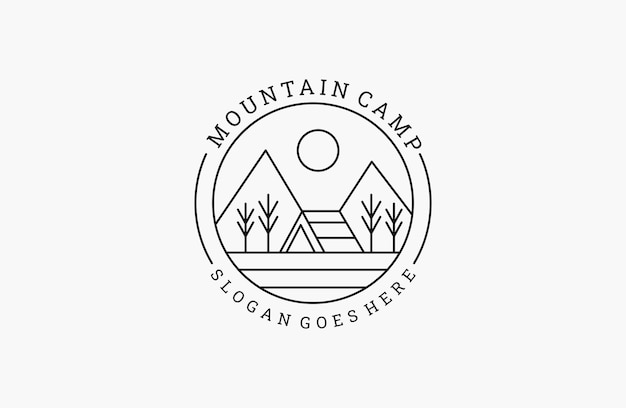 Mountain camp logo template vector illustration design