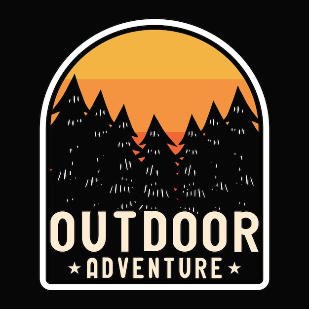 Mountain Camping Adventure Label Vector Illustratie Retro Vintage Badge Sticker En T-shirt De